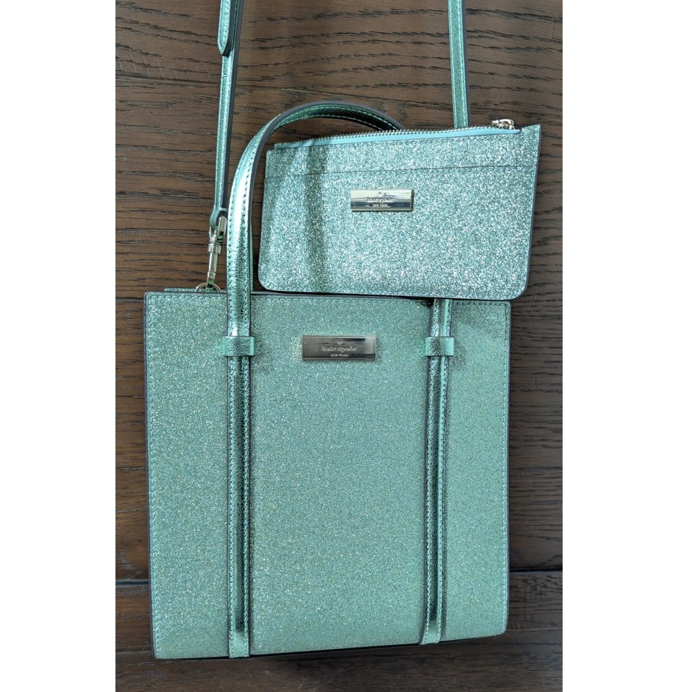 Glitzy Green Kate Spade Crossbody and Wallet set